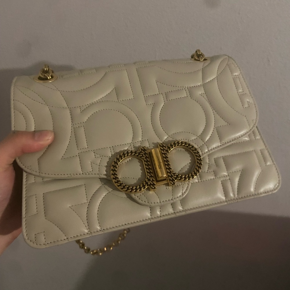 Medium White Quilted Salvatore Ferragamo Bag